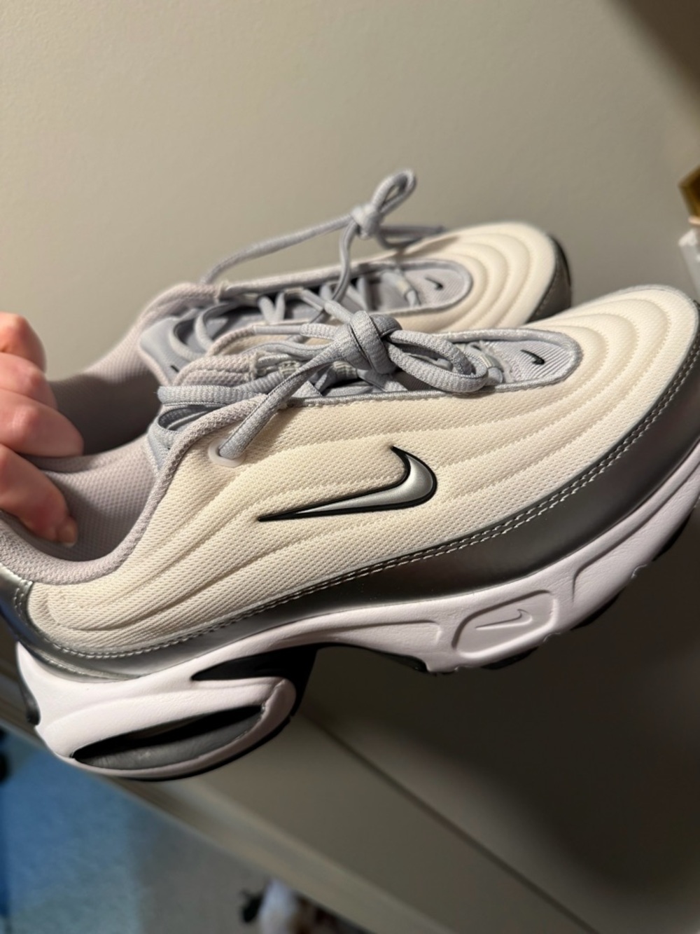 Nike White and Silver Running Sneakers